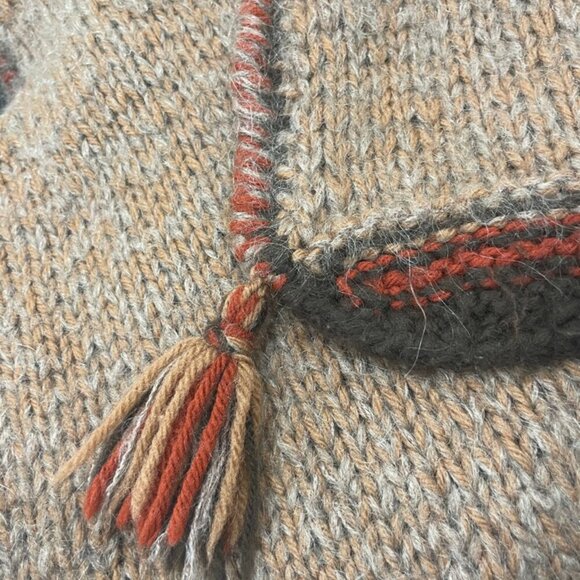 VINTAGE BOHO HIPP HANDMADE KNNITED CASHMERE BUTTONS LESS VEST - Picture 15 of 15